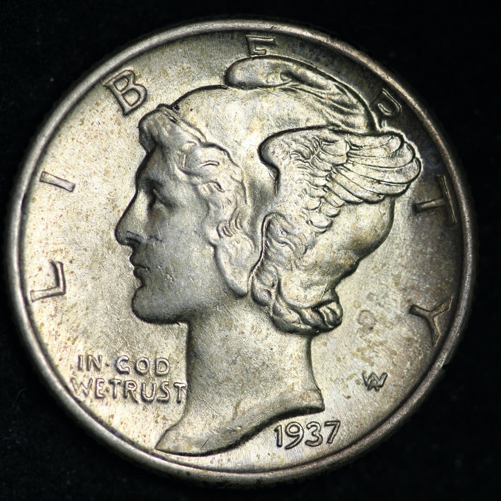 1937 Mercury Silver Dime CHOICE BU FREE SHIPPING E313 TM