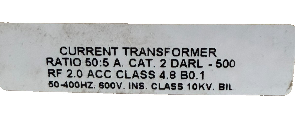 NEW E.I.L INSTRUMENTS 2DARL-500 CURRENT TRANSFORMER 50:5 2DARL500