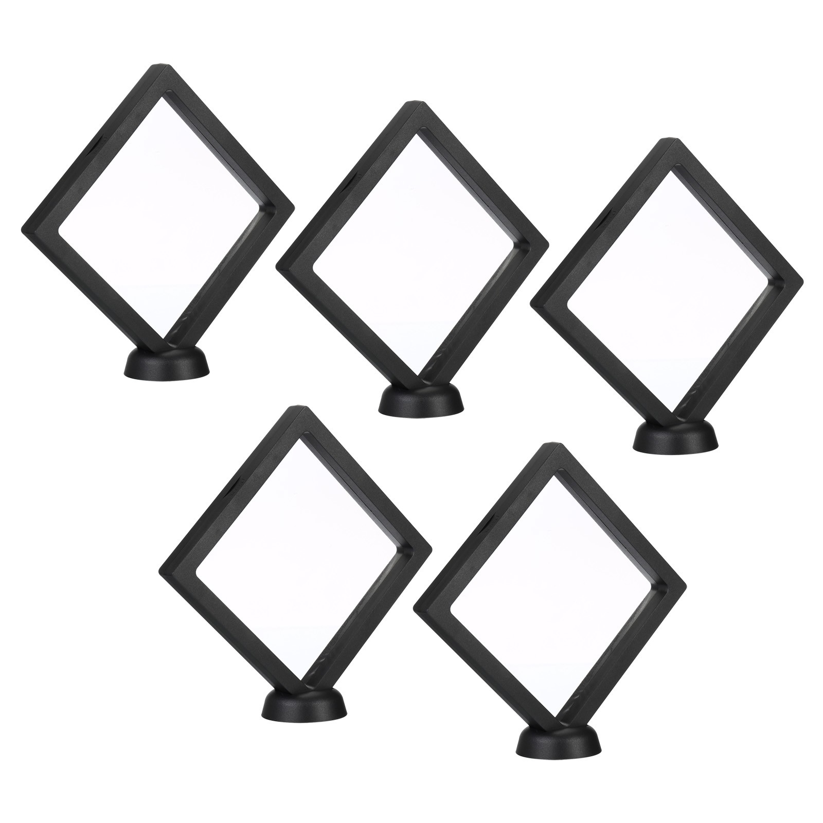 3D Floating Display Frame Coin Jewelry Case with Base 5.5" x 5.5" Black 5pcs