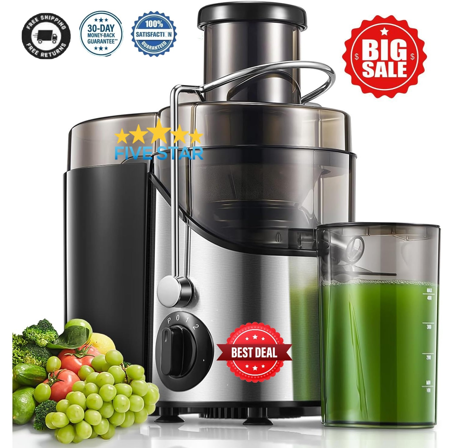 Mejor Maquina para Hacer Jugos Juguera Electrica Premium Acero Inoxidable NEW
