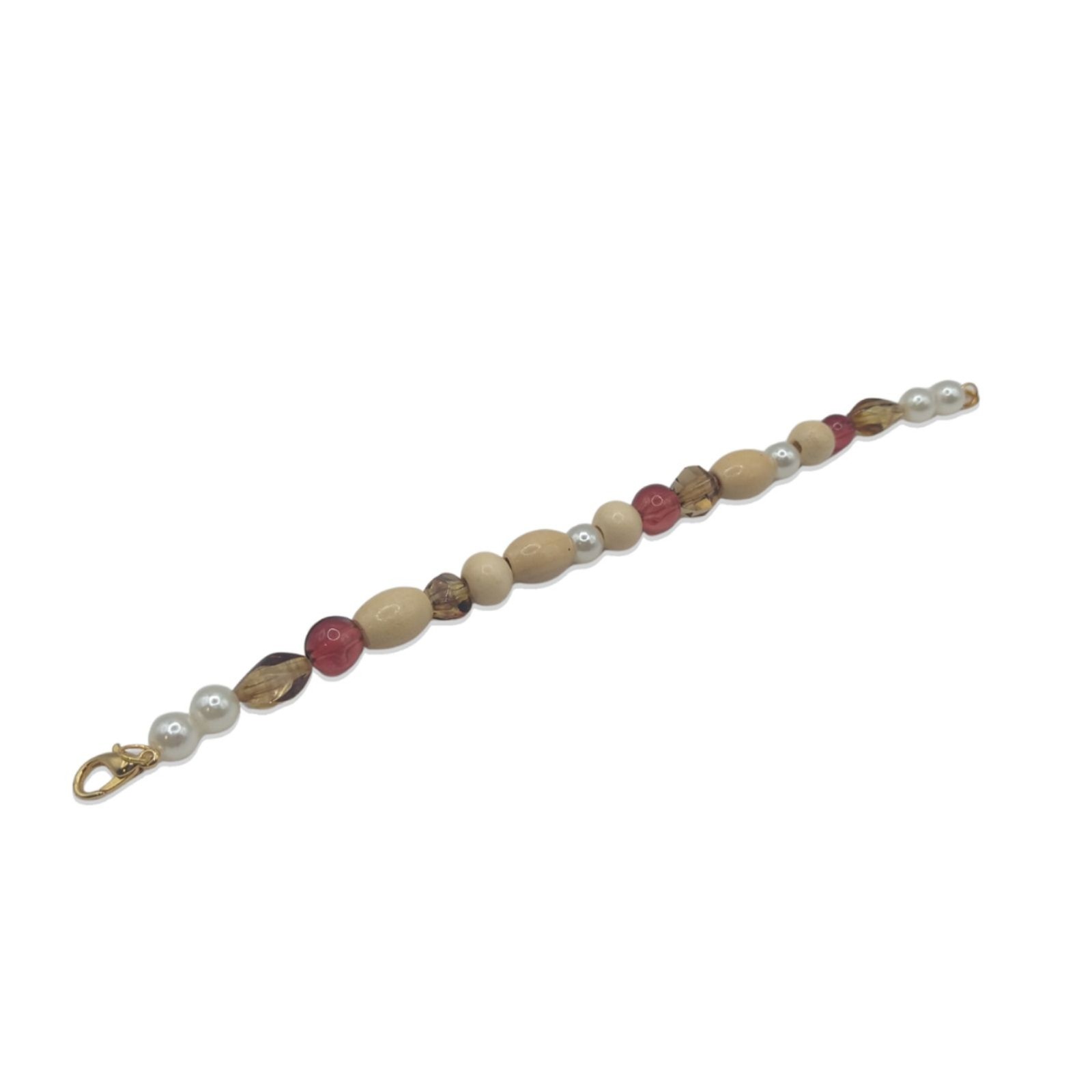 Handmade Faux Pearl & Wood‑Boho Bracelet – Everyday Wear