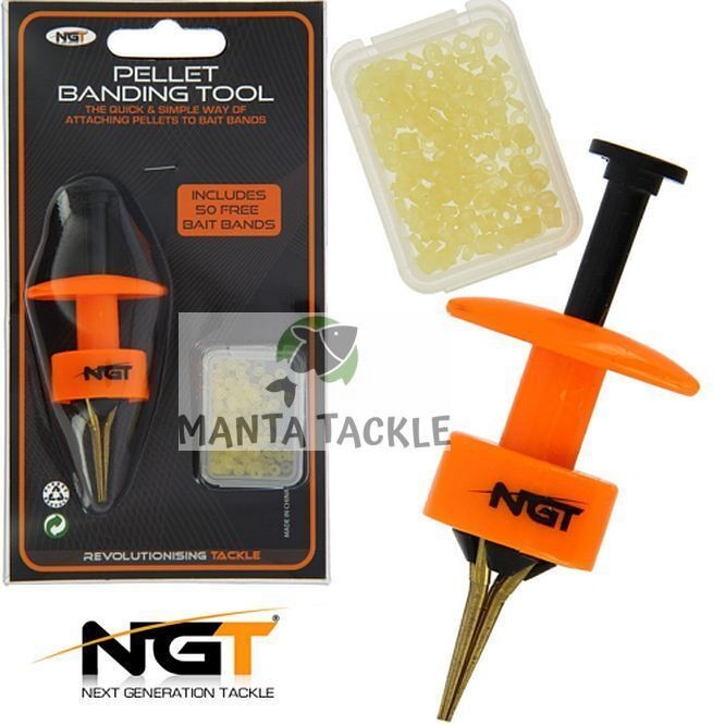 NEW 2x Ngt Carp Coarse Fishing Pellet Bander Banding Tool + Free 50 x Bait Bands