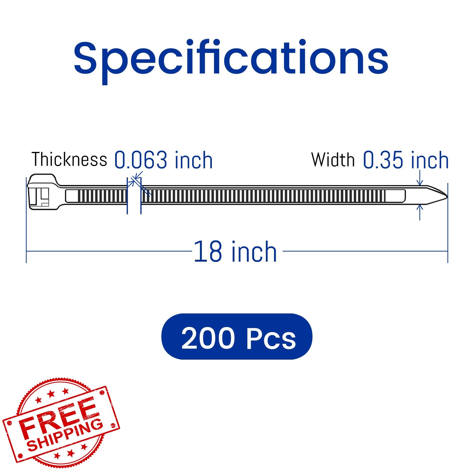 ECRABONE Zip Ties 12" Black 200 Pack