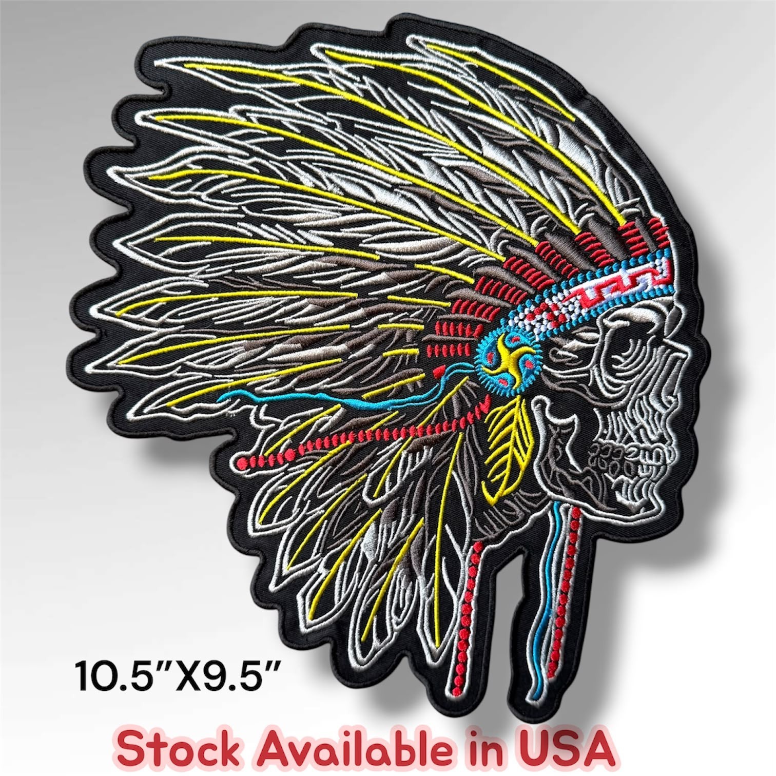 Indian Skull Biker Motorcycle Iron on Embroidered Jacket Vest Back Patch
