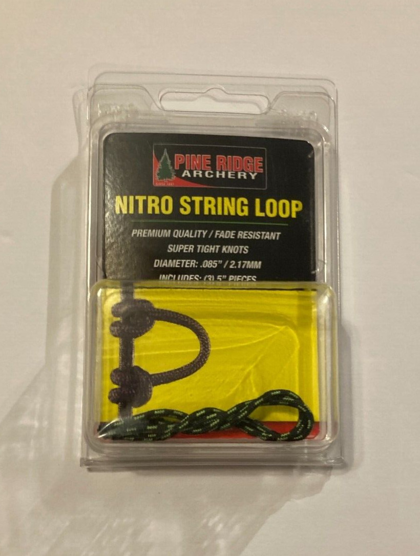 2 Pine Ridge Nitro String D Loop .085" 5" Length Bow Hunting Archery Target Lime