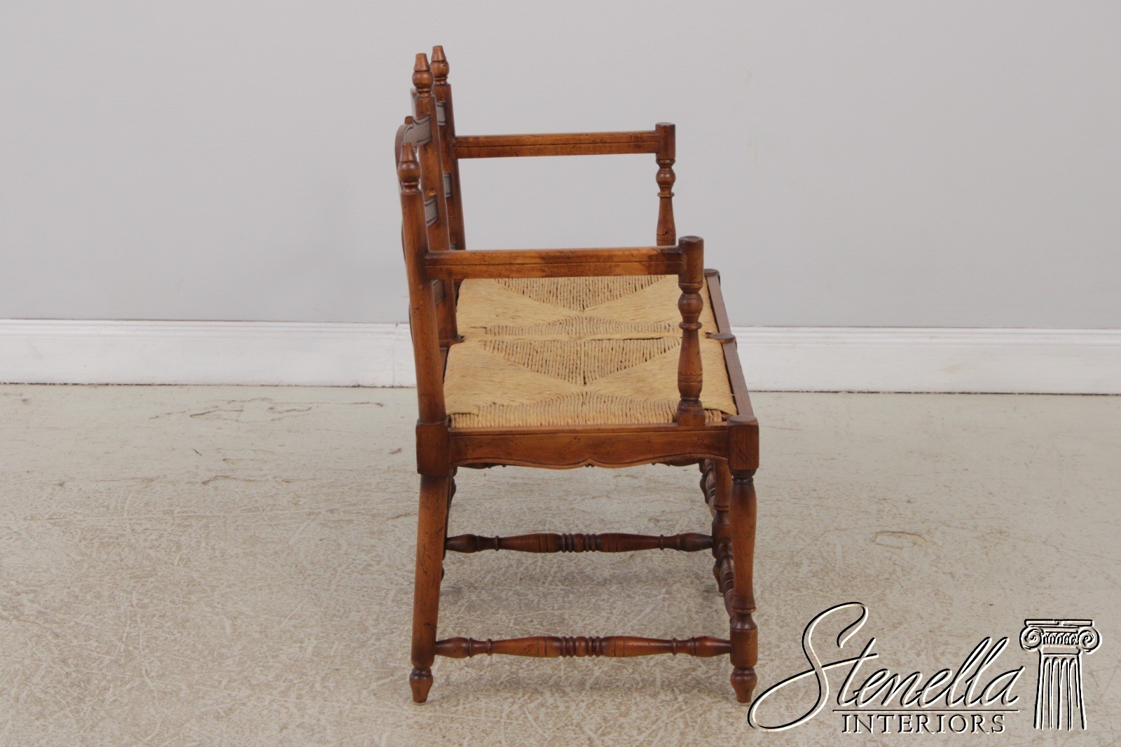 72704: Country French Rush Seat Bench