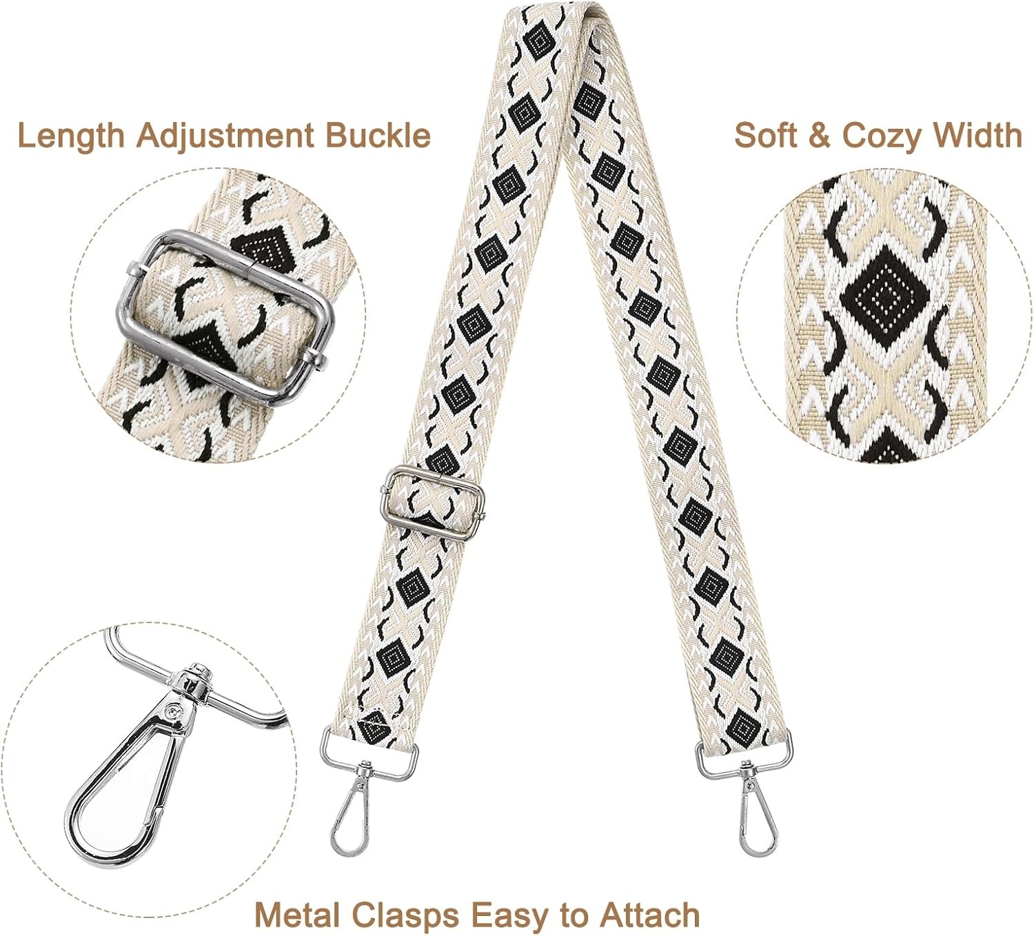 uxcell Purse Strap Replacement, 27.5-53inch Adjustable Polyester Classy...