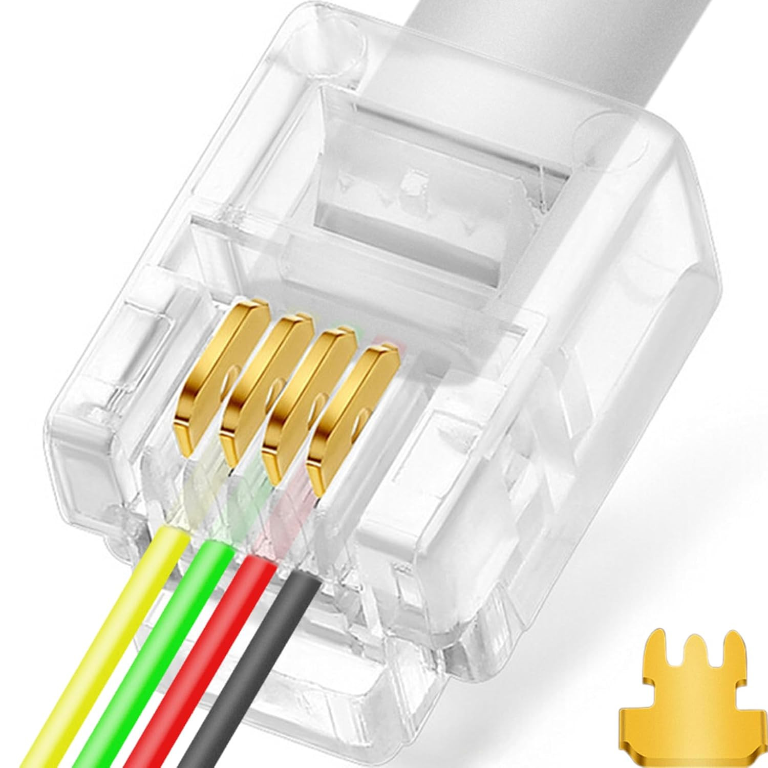 20Pack RJ11 Pass through Connector 6P4C Telephone Modular Plug 3 Prong Type for