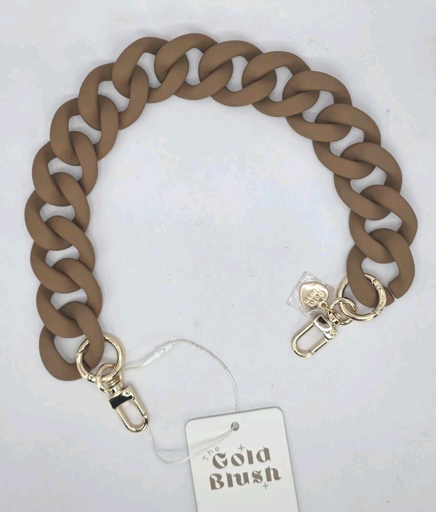 Gold Blush Acrylic Luxe Bag Chain 18" Brown Matte Multi-Use Handle Strap NWT