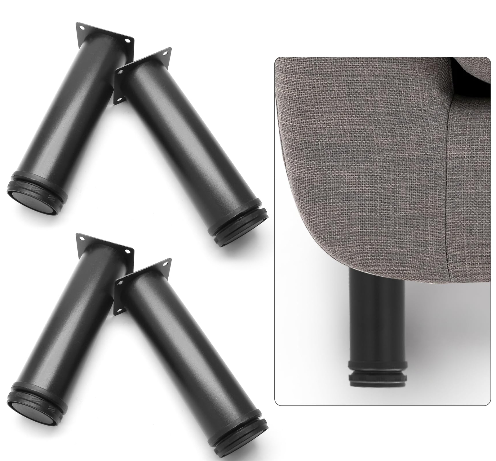 7 Inch Adjustable Furniture Legs Set of 4 Stainless Steel Cabninet Legs Black...