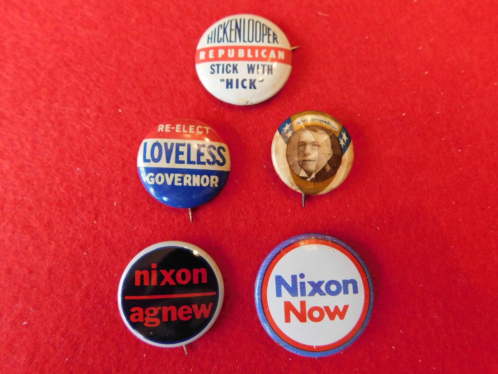 5 Vintage Political Pins