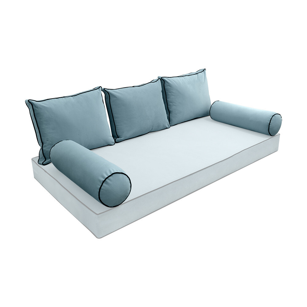 COVER ONLY Model V3 Full Velvet Contrast Indoor Daybed Cushion Bolster - AD355
