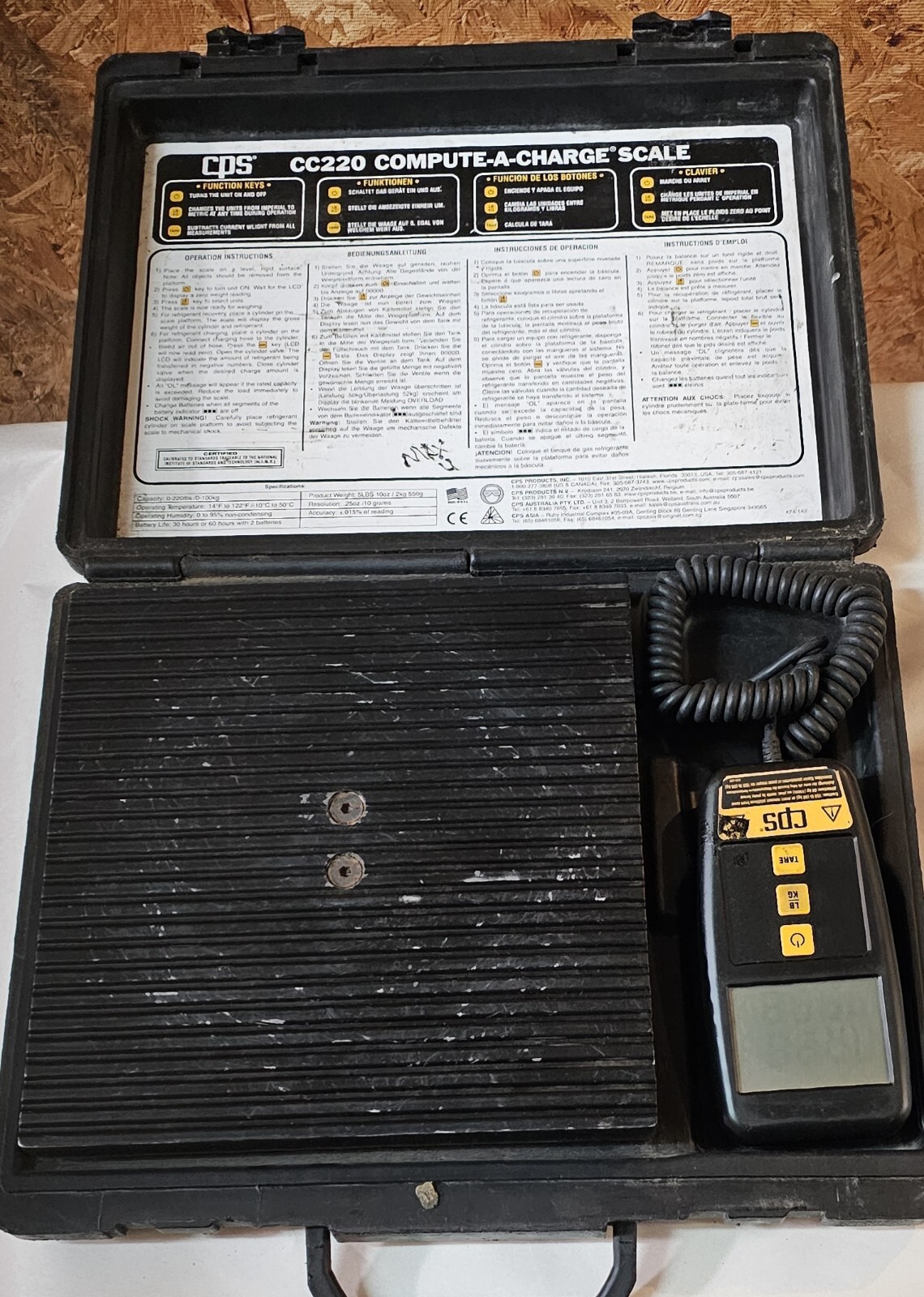 CPS CC220 Compute-A-Charge Refrigerant Charging Scale 220lbs Cap
