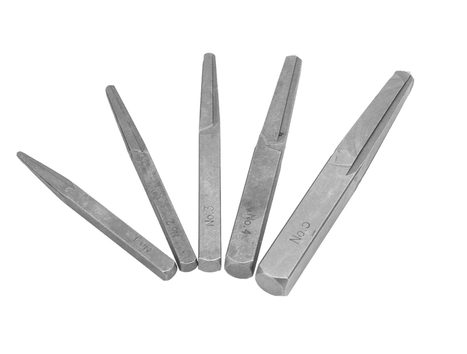 5pc Easy Out Bolt Extractor Set Straight Screw Extractor Broken Bolt Removal