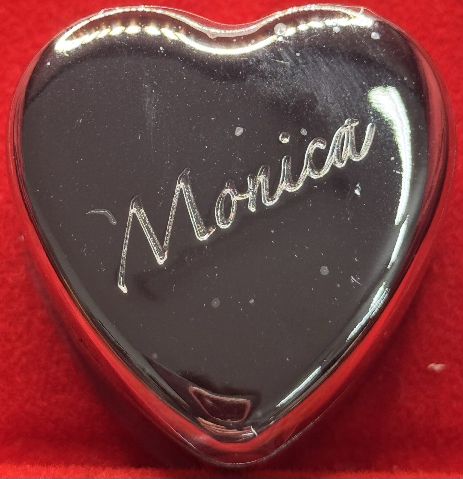 Monica Ganz Heart Trinket Box Velvet Lined 1.5” NIB Early 2000’s