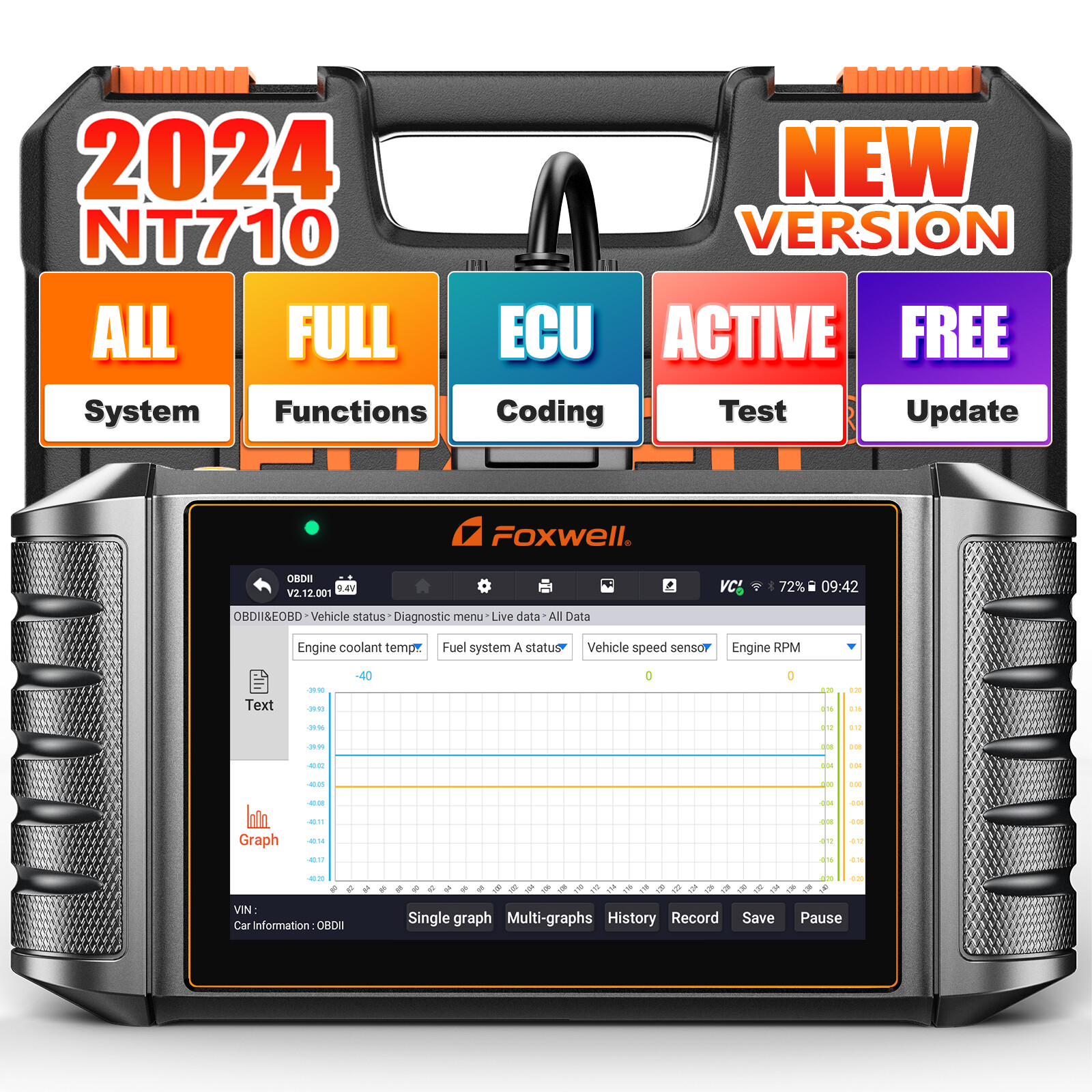 FOXWELL NT710 for Ferrari Bidirectional Car OBD2 Scanner Diagnostic ECU Coding