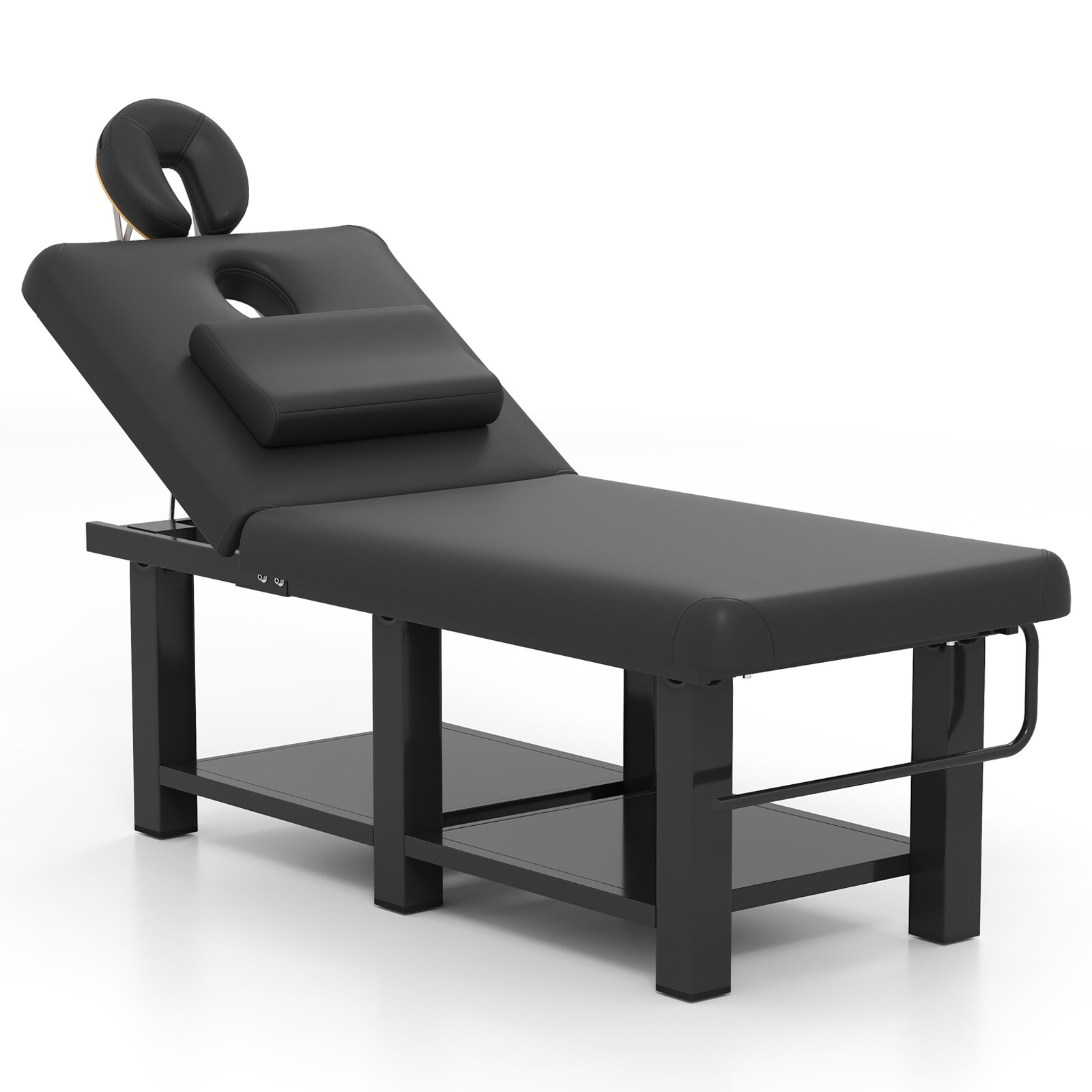 Black Heavy Duty Massage Table Adjustable Backrest Spa Tattoo Salon Bed