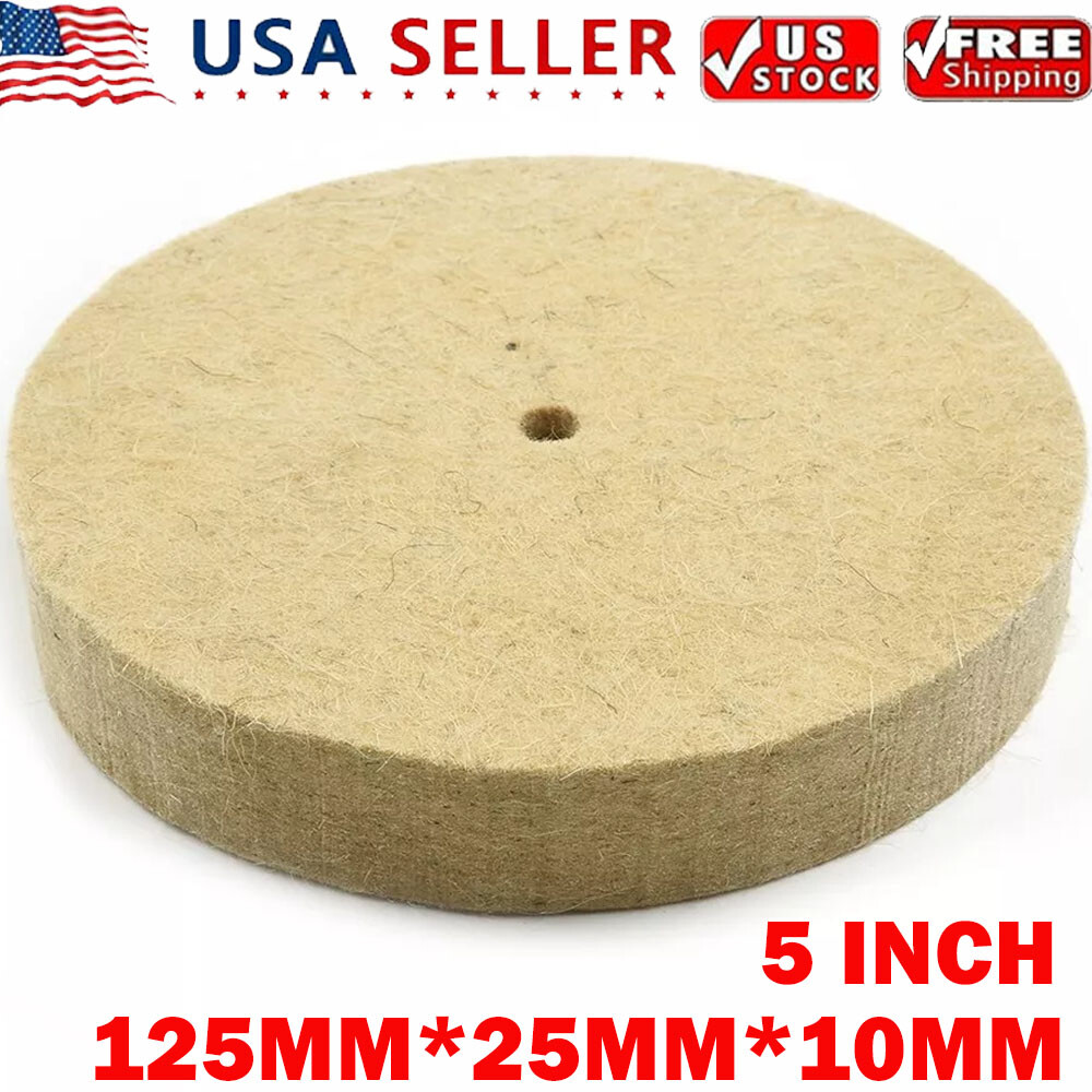 5 Inch Wool Felt Polishing Wheel Buffing Pad Metal Burnishing Disc 3/8" Arbor