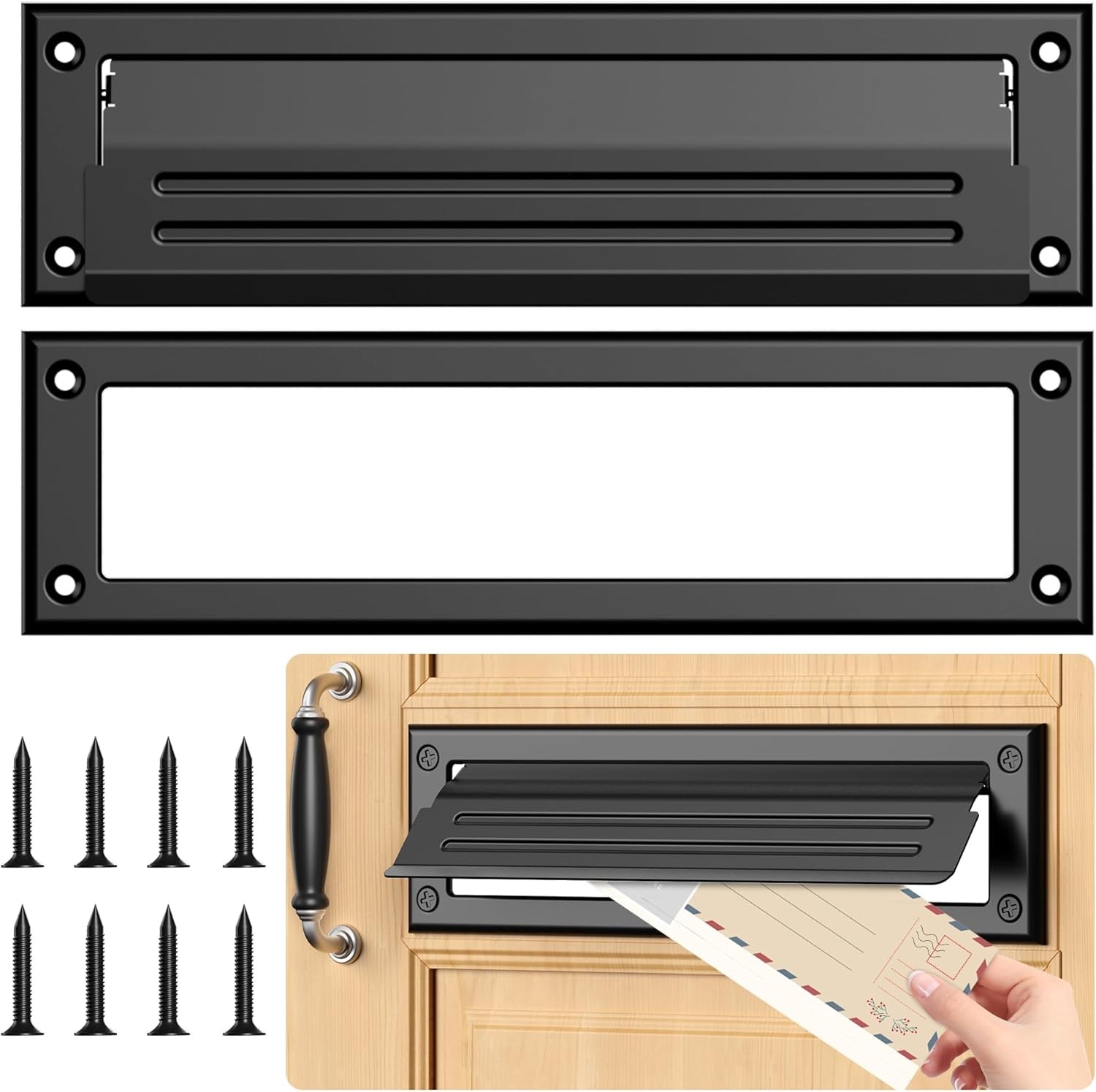 13 inch Mail Slot for Front Door,Stainless Steel Mail Slot Cover,Easy to Install