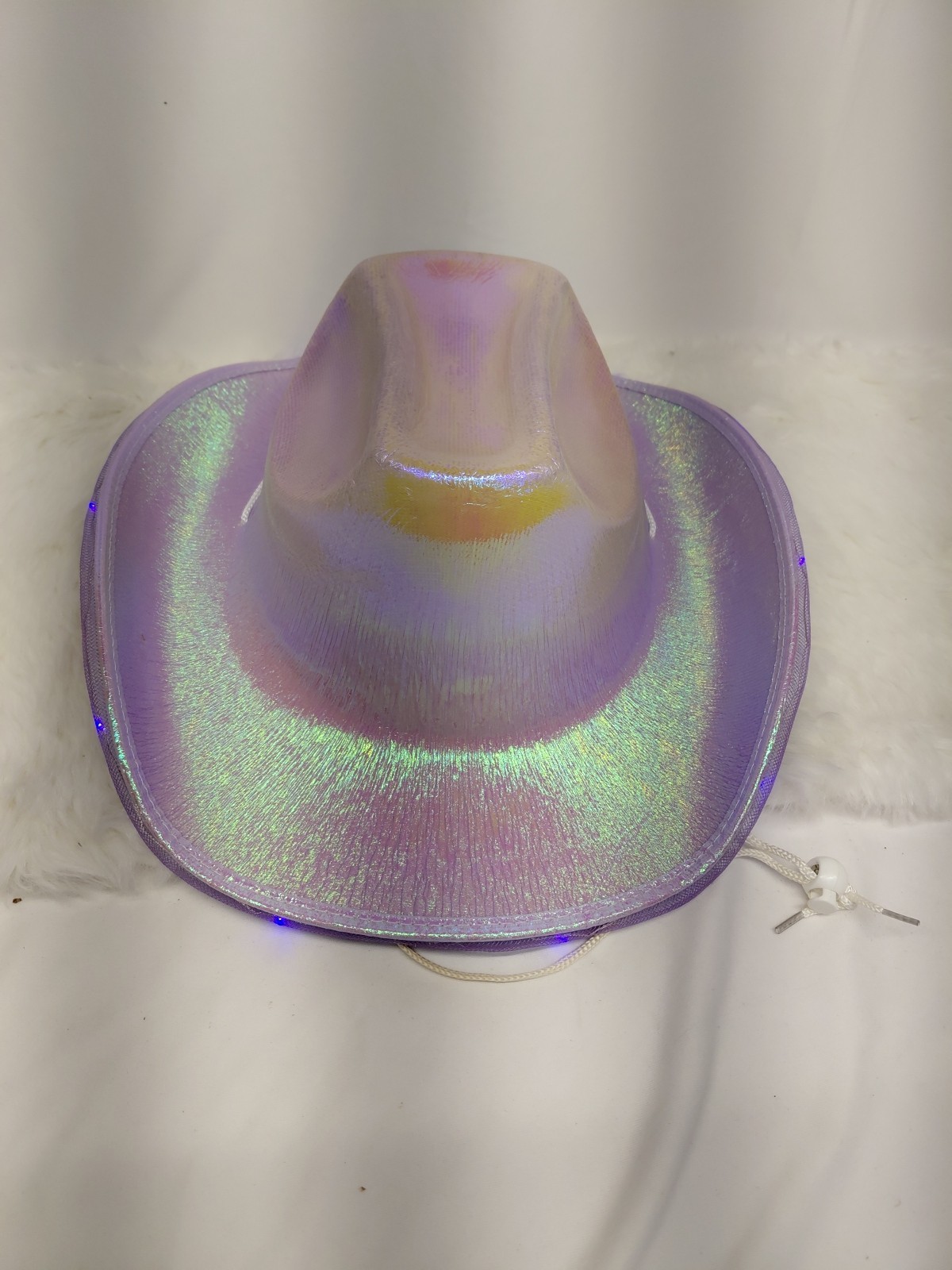 LED Cowboy Cowgirl Hat PINK Iridescent with PINK Flashing LED Brim.
