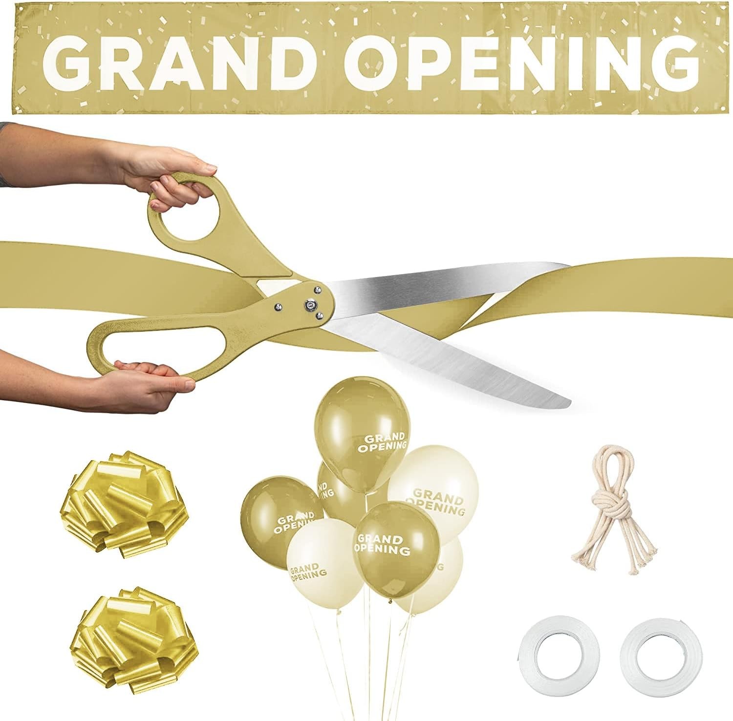 Deluxe Grand Opening Ribbon Cutting Ceremony Kit - 25" Giant Scissors with