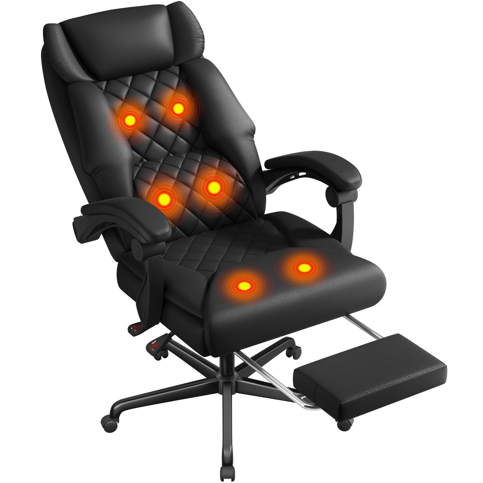 Shahoo Massage Office Chair with Heat & 6 Vibration Points, Large, Black