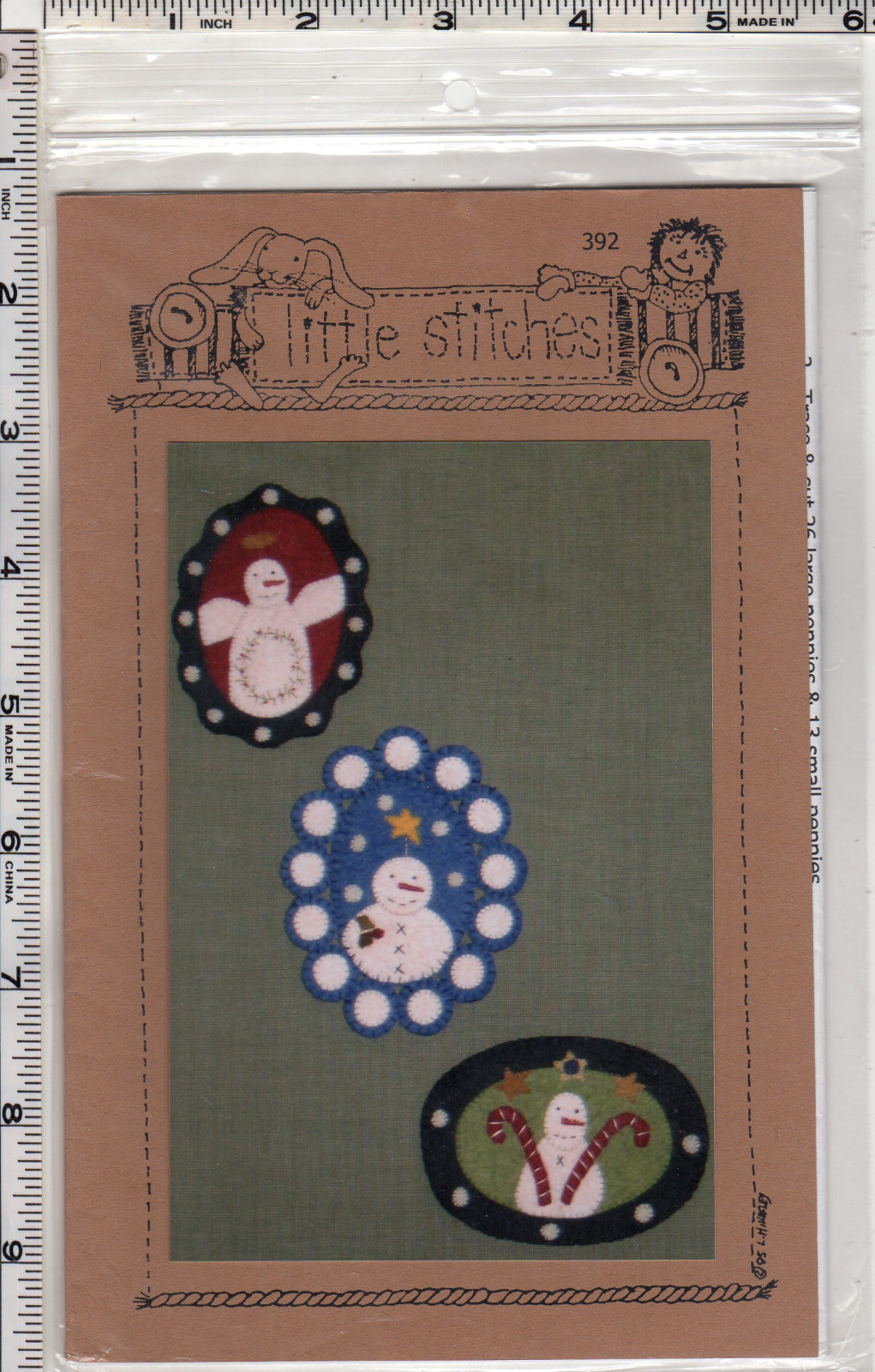 "Frosty Nights" Little Stitches Applique Craft Pattern #392 Wool Ornaments UNCUT