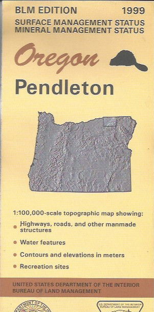 USGS 1:100,000 edition topographic map Pendelton, Oregon
