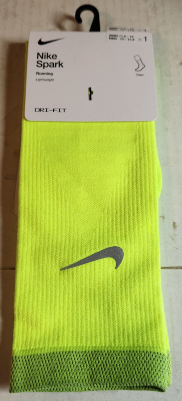Nike Spark Running Lightweight Dri Fit Crew Socks 1 Pair men size 10-11.5