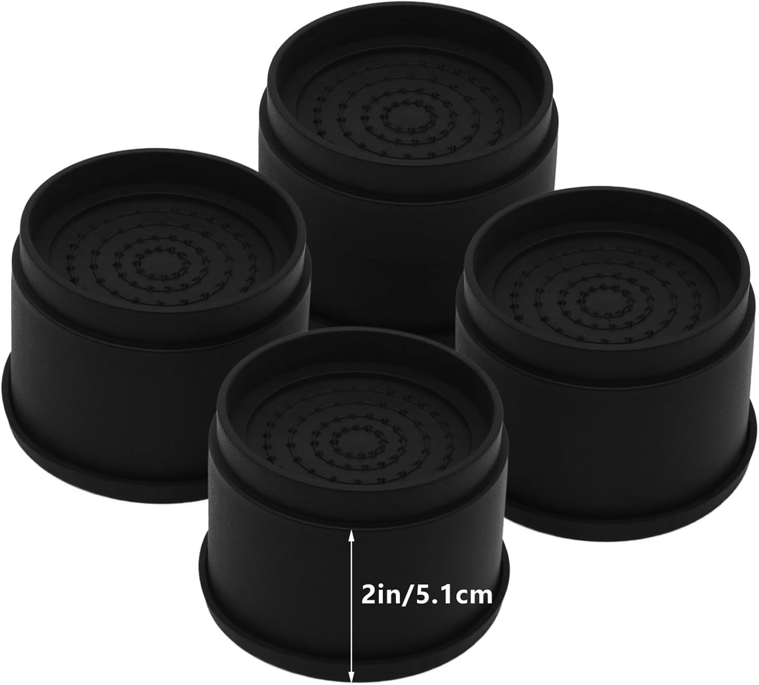 4 Sets Furniture Risers 2 inch Black Bed Risers, Heavy Duty Round Stackable Bed