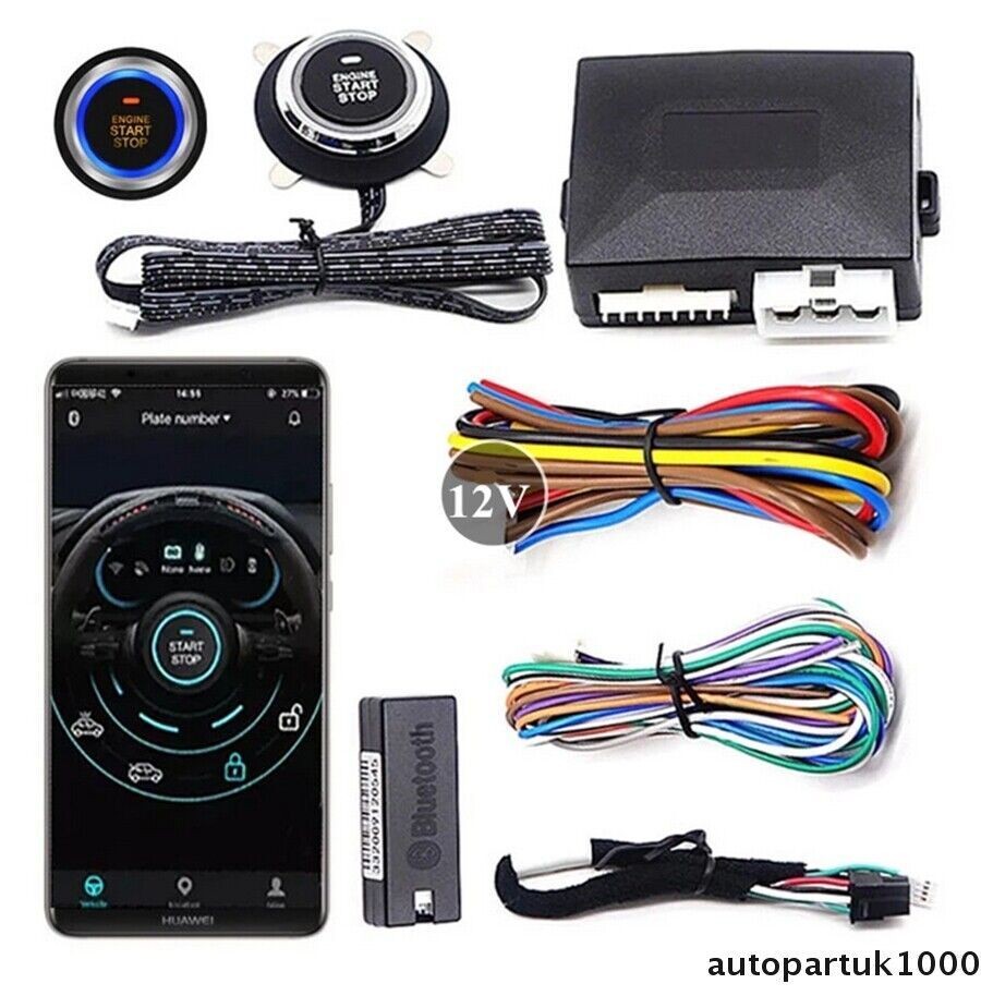 12V Universal Car One-Key Engine ON / OFF Push Button BT-APP Remote Control Kit