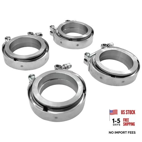 2.25 Inch V Band Clamp 4Pcs with Flange Male Female, 2.25 V Band 2.25 inch*4