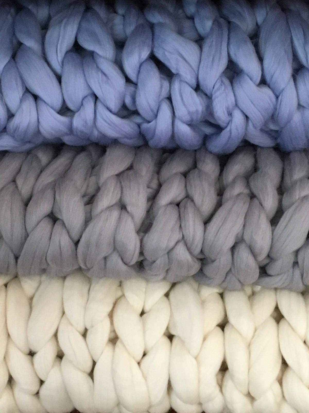 Chunky Knit Blanketl 40" x 60" Throw Twin Merino Blanket Giant Knit, Chunky Wool