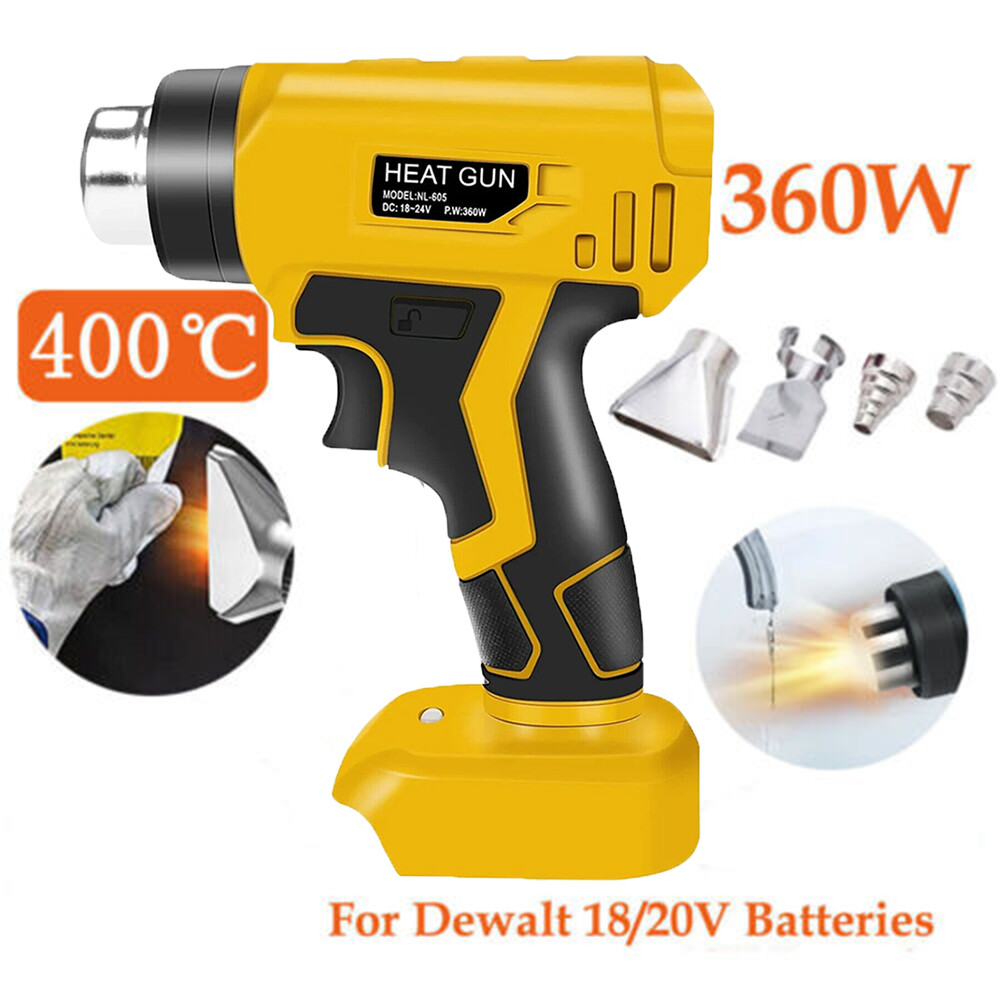 Cordless Heat Gun Hot Air Gun For Dewalt 20V Max Li-ion Battery w/4 Nozzles 360W
