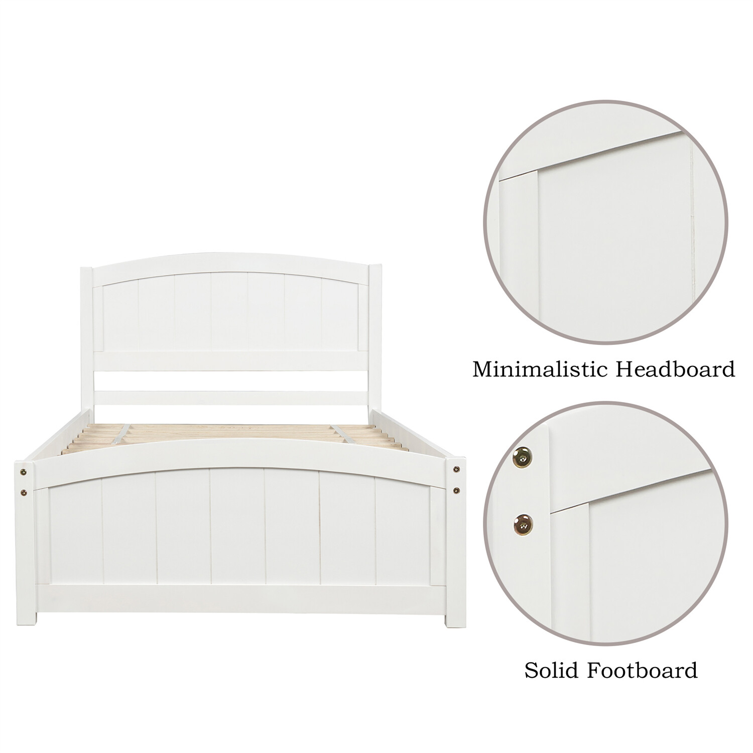 Twin Size Bed Frame Wood Platform Bed Frame with Headboard White/Gray/Espresso