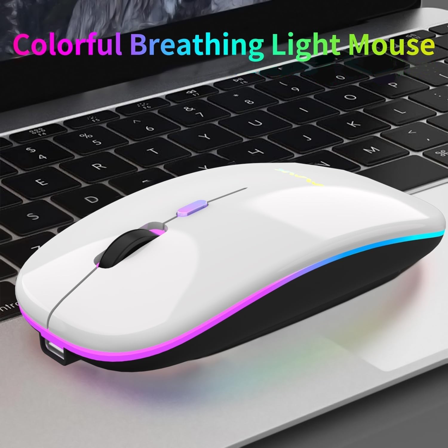 Wireless Bluetooth Mouse for Laptop, Rechargeable Mouse 2.4G USB Optical Wire...