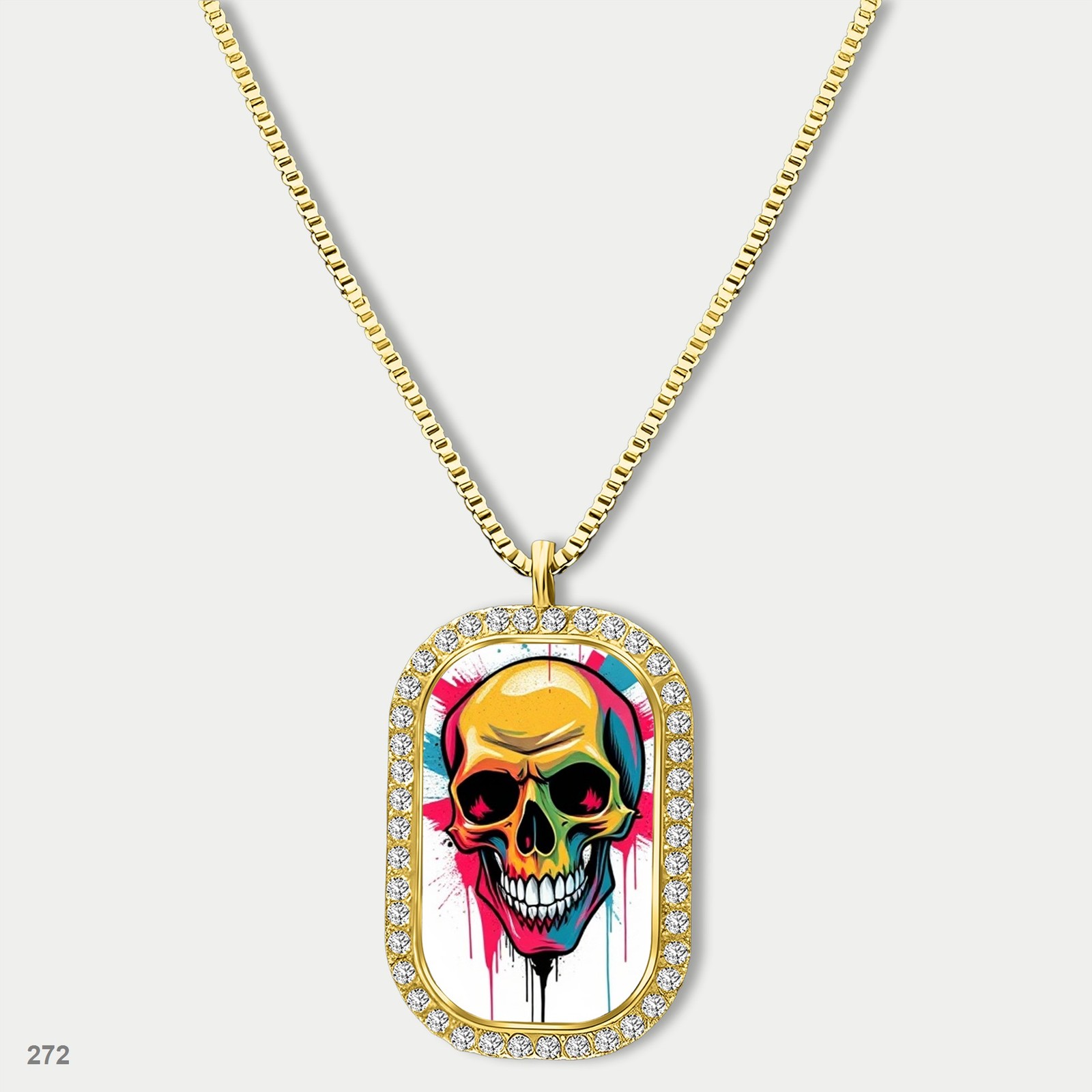 New Skeleton Graffiti Skull Fashion Pendant Necklace Chain Photo Dog Tag Chain G