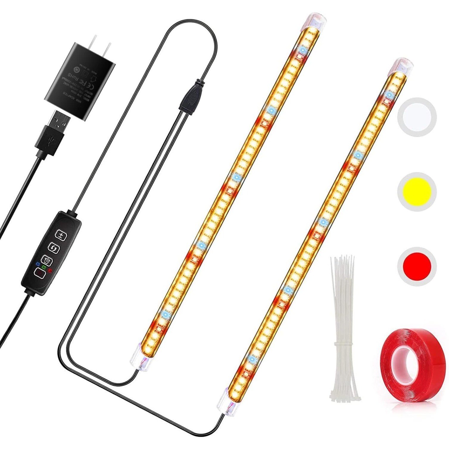 2 Pcs 96 LEDs T5 Grow Light Strips 3500K Growing Lamp with Auto On/Off Timing