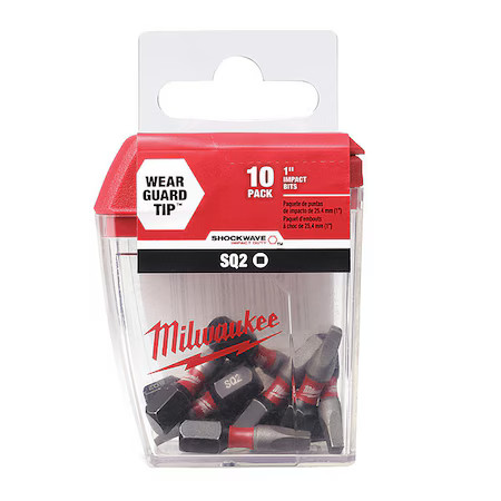 Milwaukee Tool 48-32-4607 Shockwave Impact Square Recess No. 2 Insert Bits, 10
