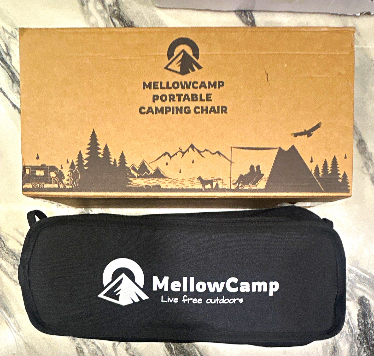 MellowCamp Portable Foldable Camping Chair, Aluminum Frame 150kg, Bag, Black