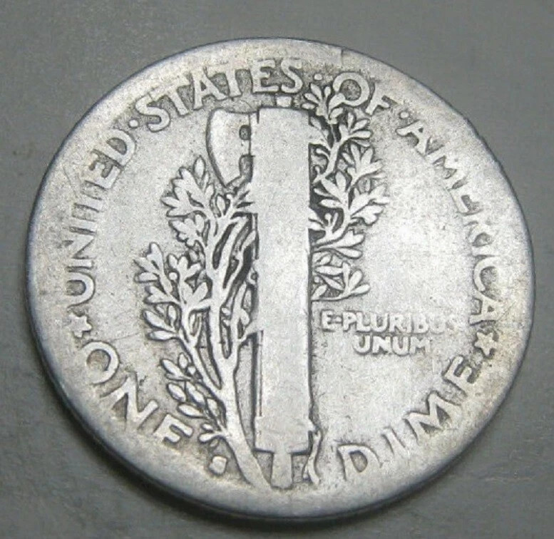 1918 S Mercury Dime circulated 90% Silver Good , Average circulated