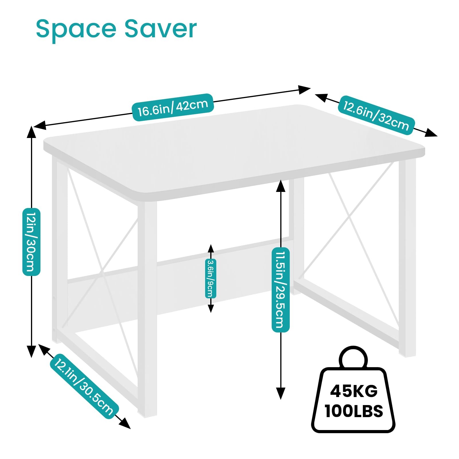 Modern Wood Desktop Printer Stand Storage Shelf Riser Under Desk Table White