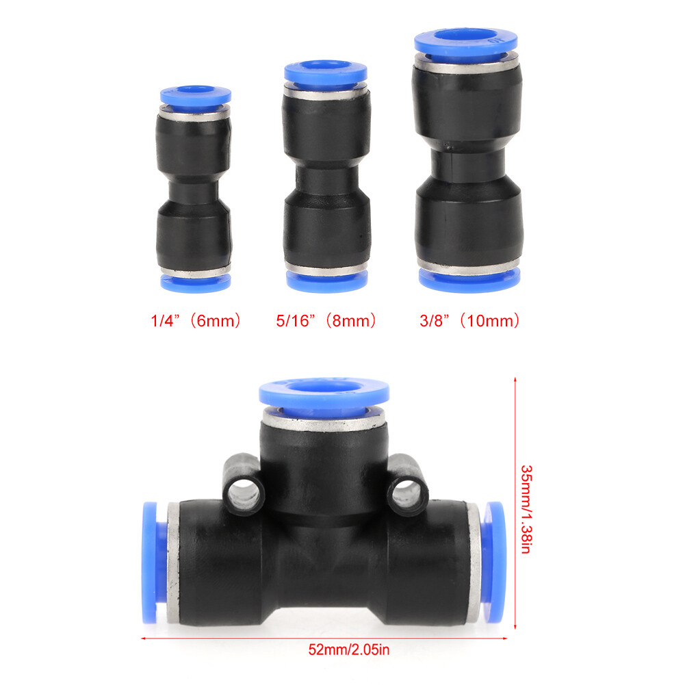 10 Pcs 10mm 3/8 T Type Pneumatic Connector Air Line Quick Fittings Tube Joint♡