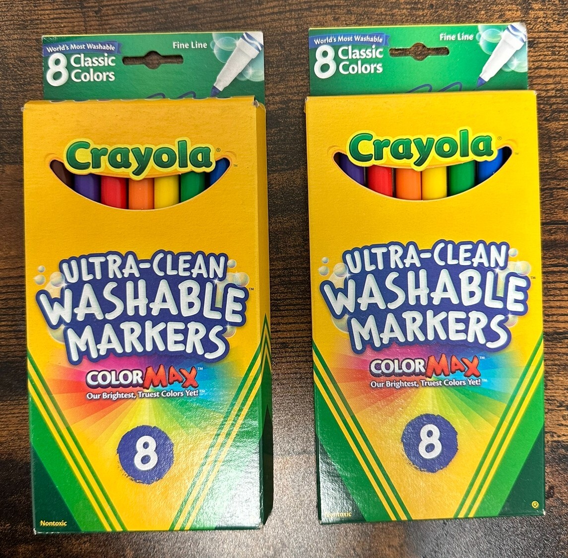 Lot of 2 Crayola Ultra-Clean Washable Markers, Fine Line Classic Colors 8ct Each