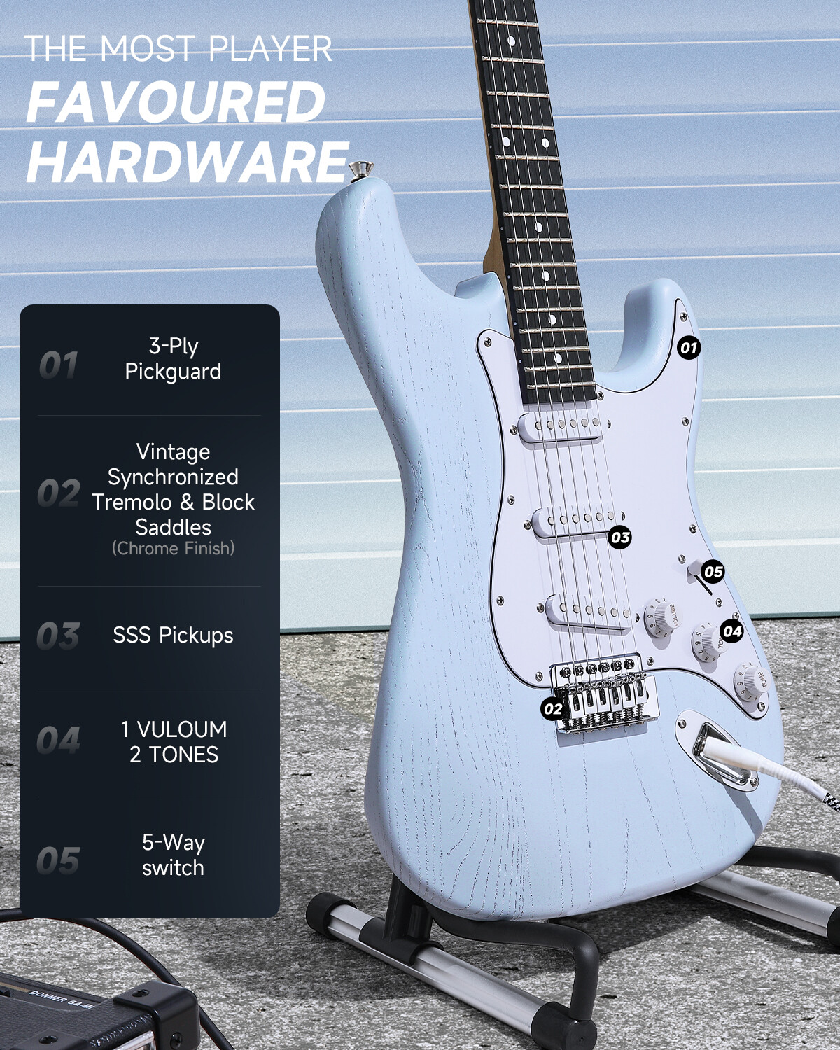 🎸Donner DST-80 39" Electric Guitar SSS Pickup Solid Body With Amplifier Gig Bag