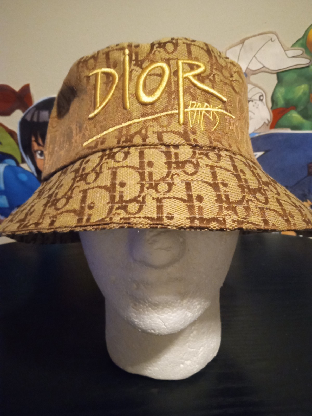 Christian Dior Sandy Khaki Brown Bucket Hat Cap Velvet Monogram Logos Design