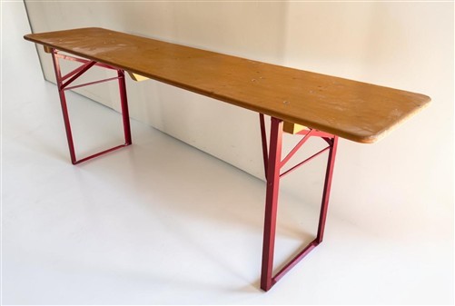 Vintage German Beer Garden Table, Portable Industrial Wood Table, Dining, C94