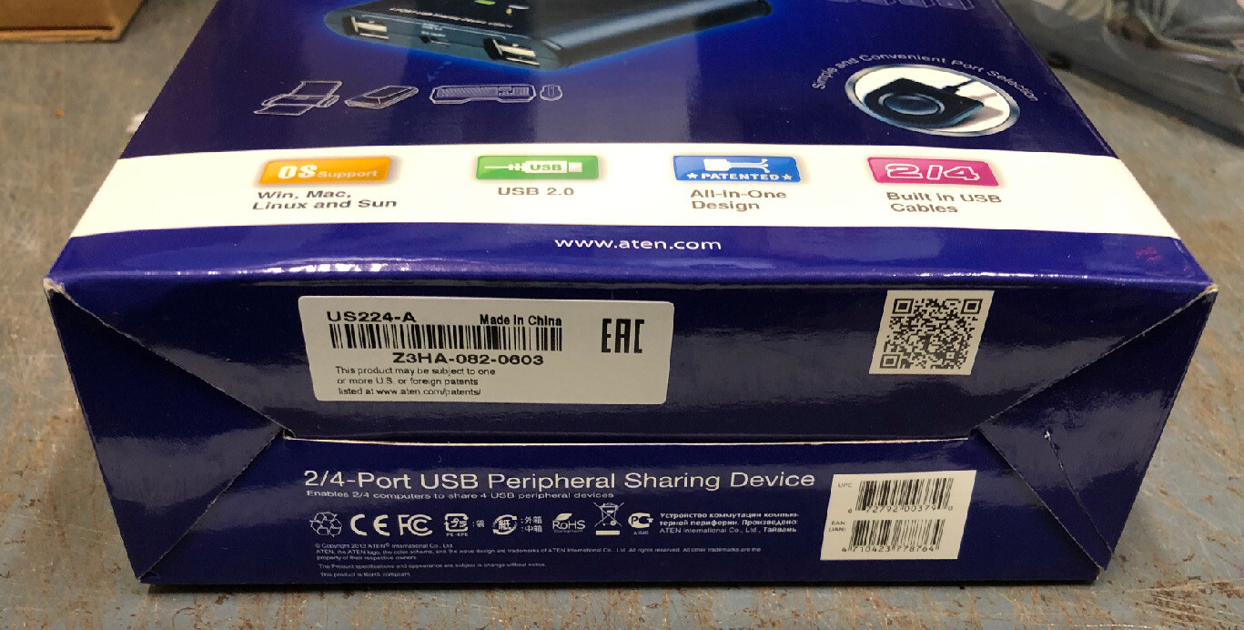 USB 2.0 Data Switch ATEN US224 4x USB 2.0 device to 2 PC