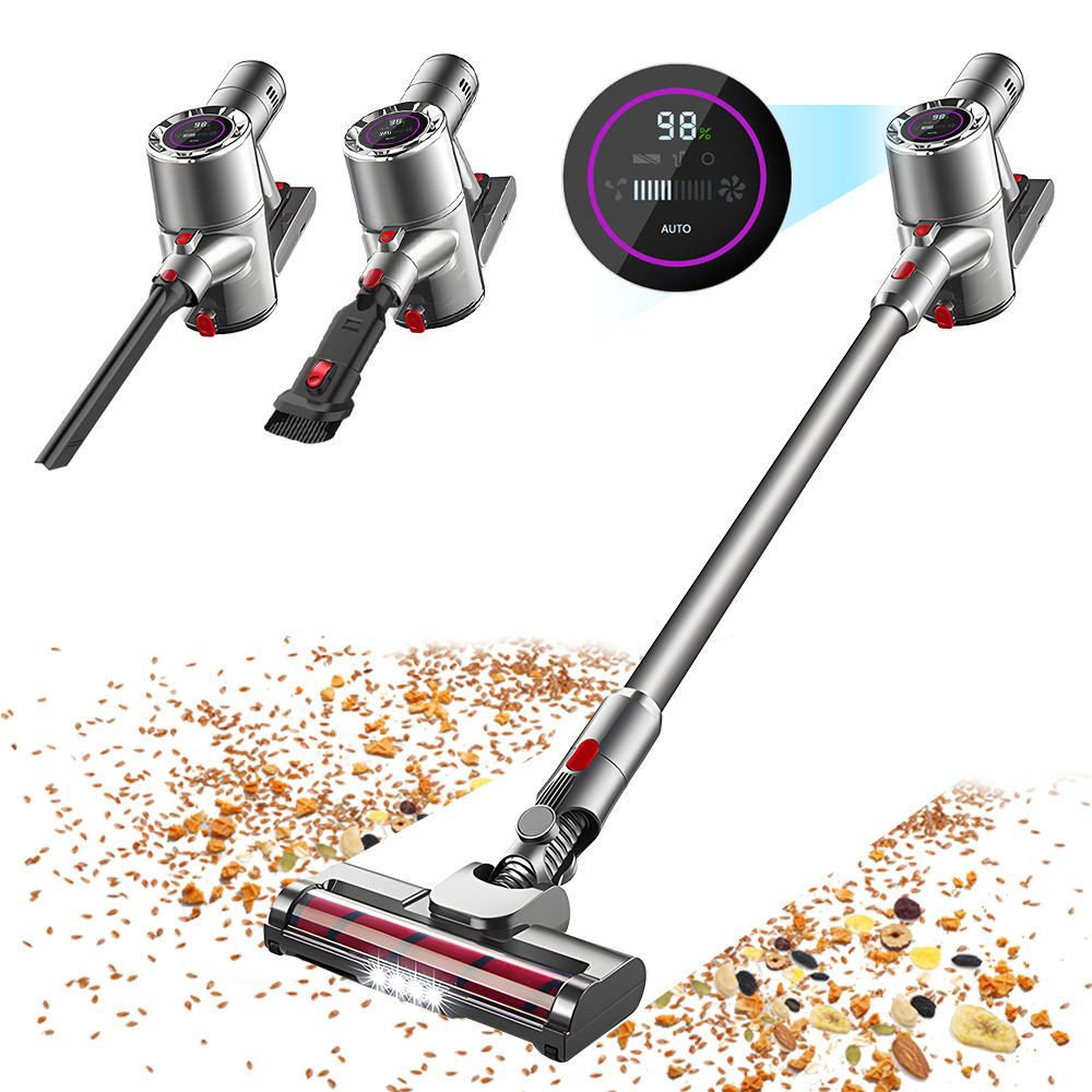 Cordless Vacuum Cleaner 25000Pa Suction LED Display 45Min Runtime Stick Handheld