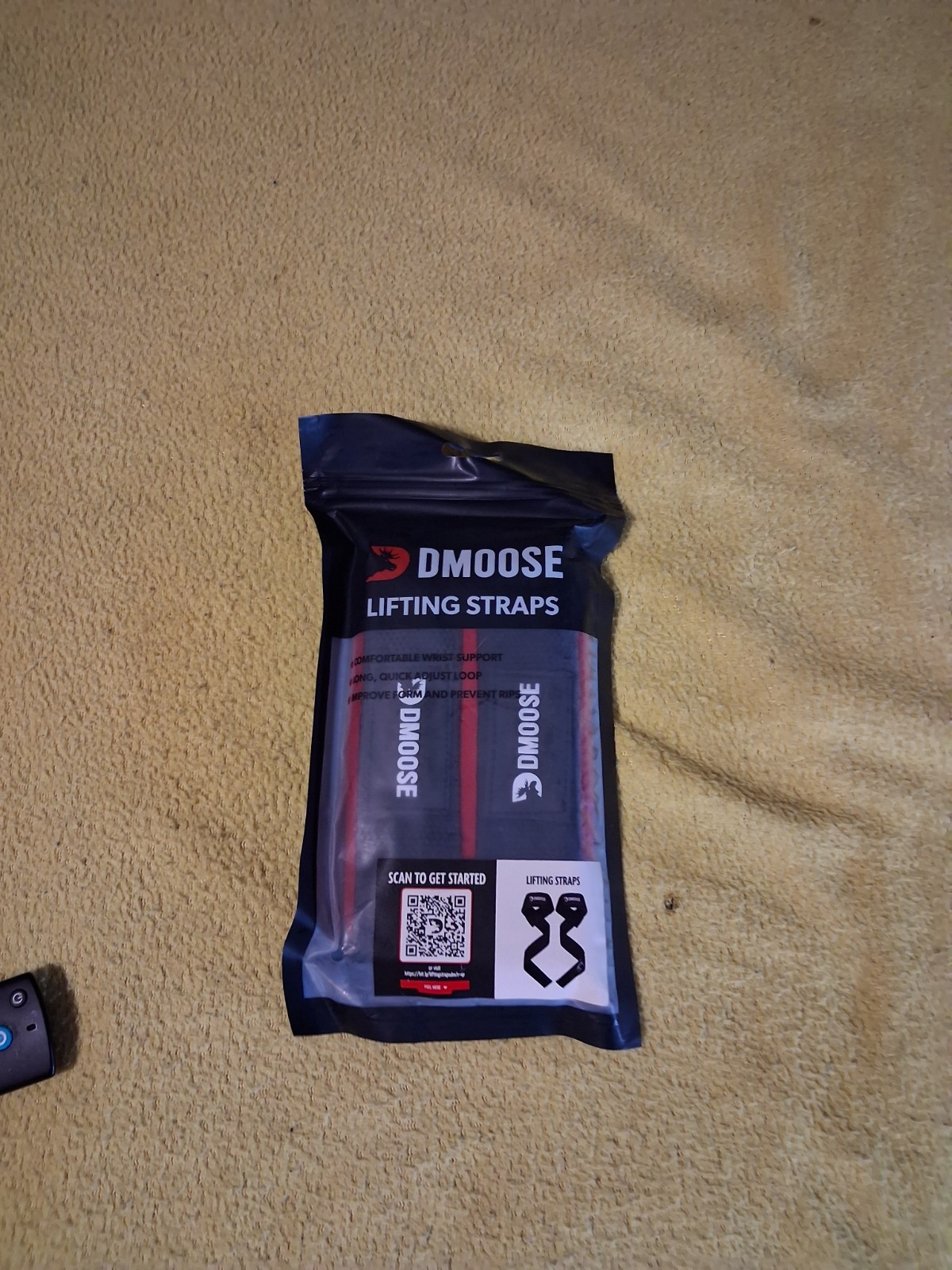 DMoose Weight Lifting Straps Extra Padding Wrist Support Black Red